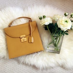 Mark Cross Vintage Yellow Leather Top Handle Bag